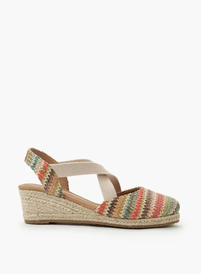 Women's Multicolour Zig-Zag Slingback Wedge Sandals