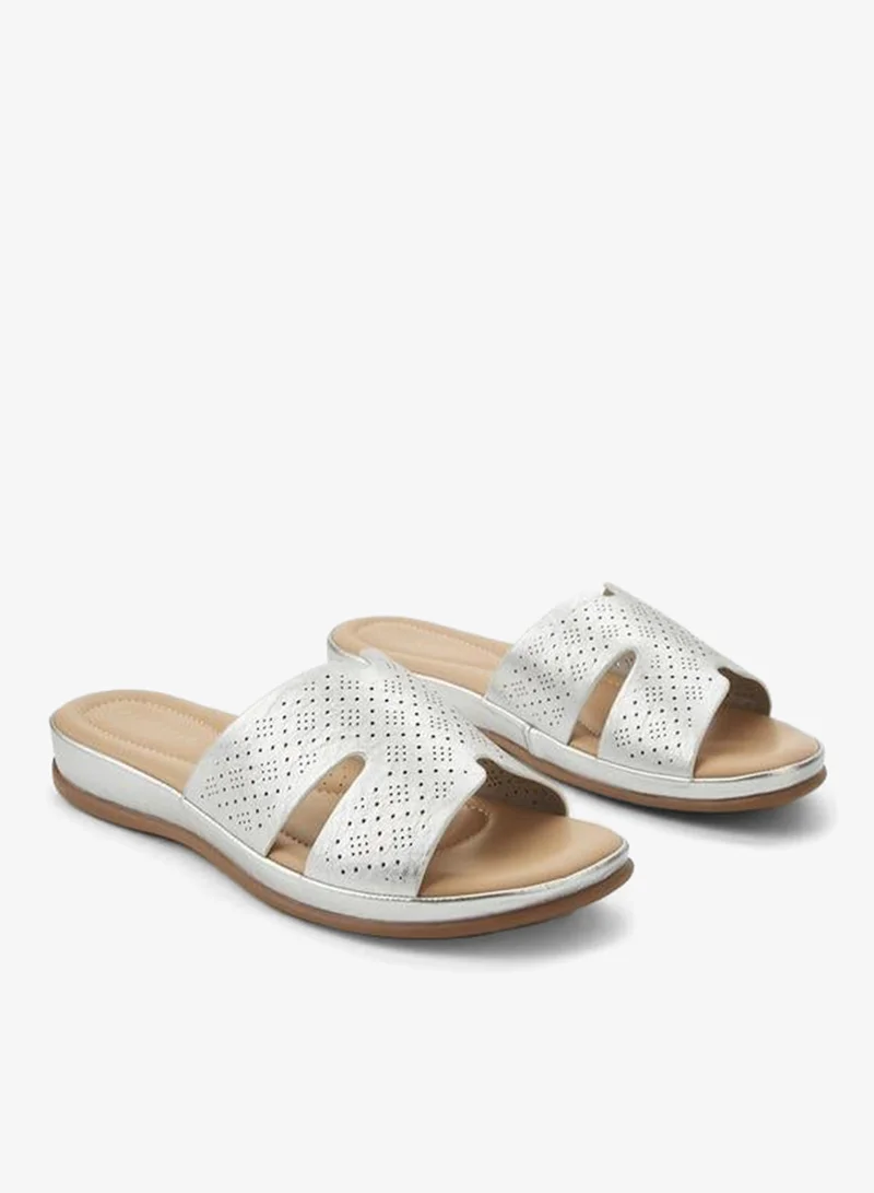 Women Perforated Slide Sandals