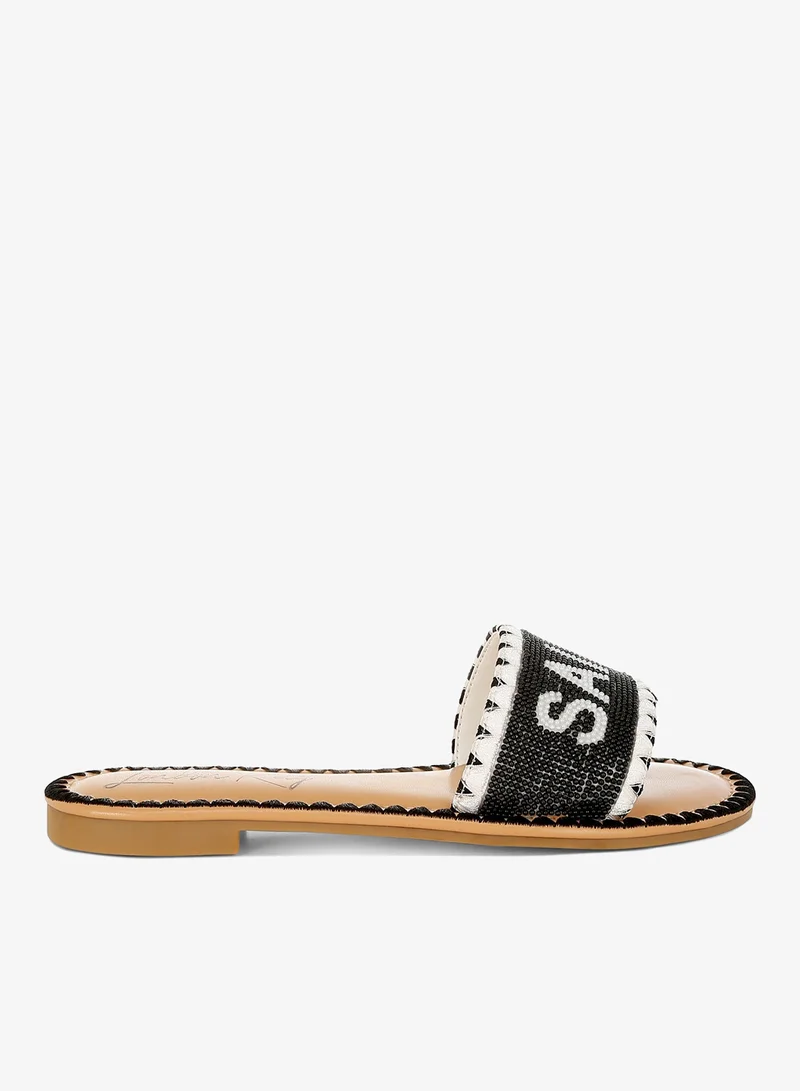 Beaded Saint Tropez Flat Slip-Ons Pink