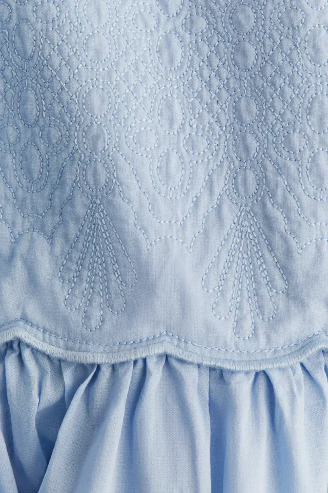 Blue Light Mini A-Line Dress with Embroidery Detail – image 7