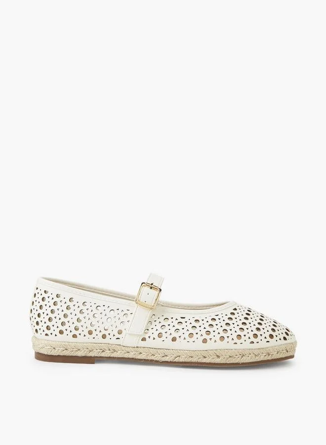 Women Perforated Espadrille Mary Jane Shoes