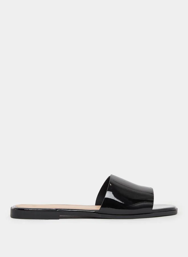 Slip-On Flat Mules Black