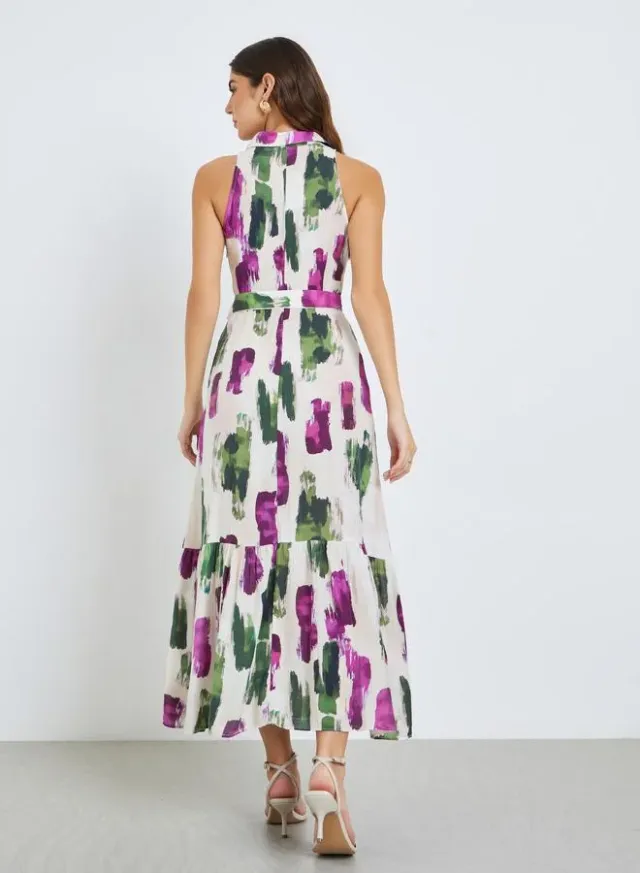 Brushstroke Print Sleeveless Maxi Shirt Dress – image 4