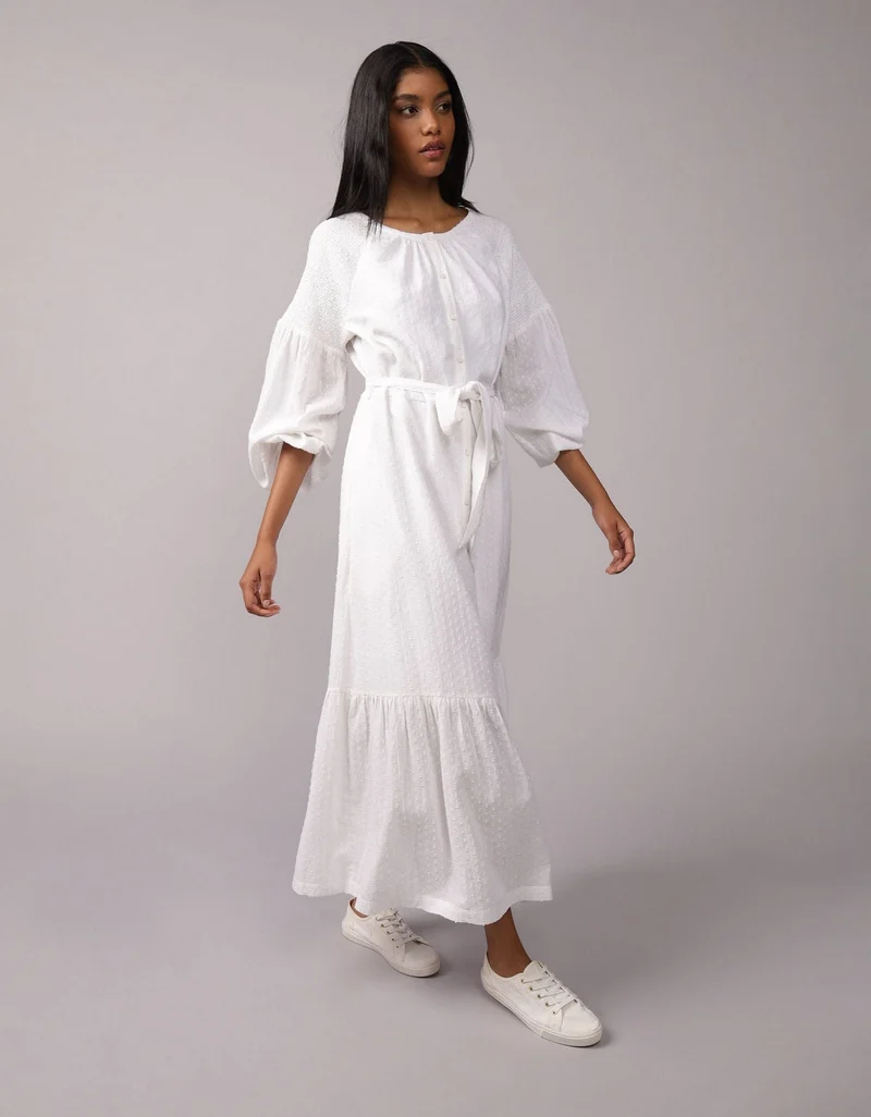AE Long-Sleeve Maxi Shirt Dress