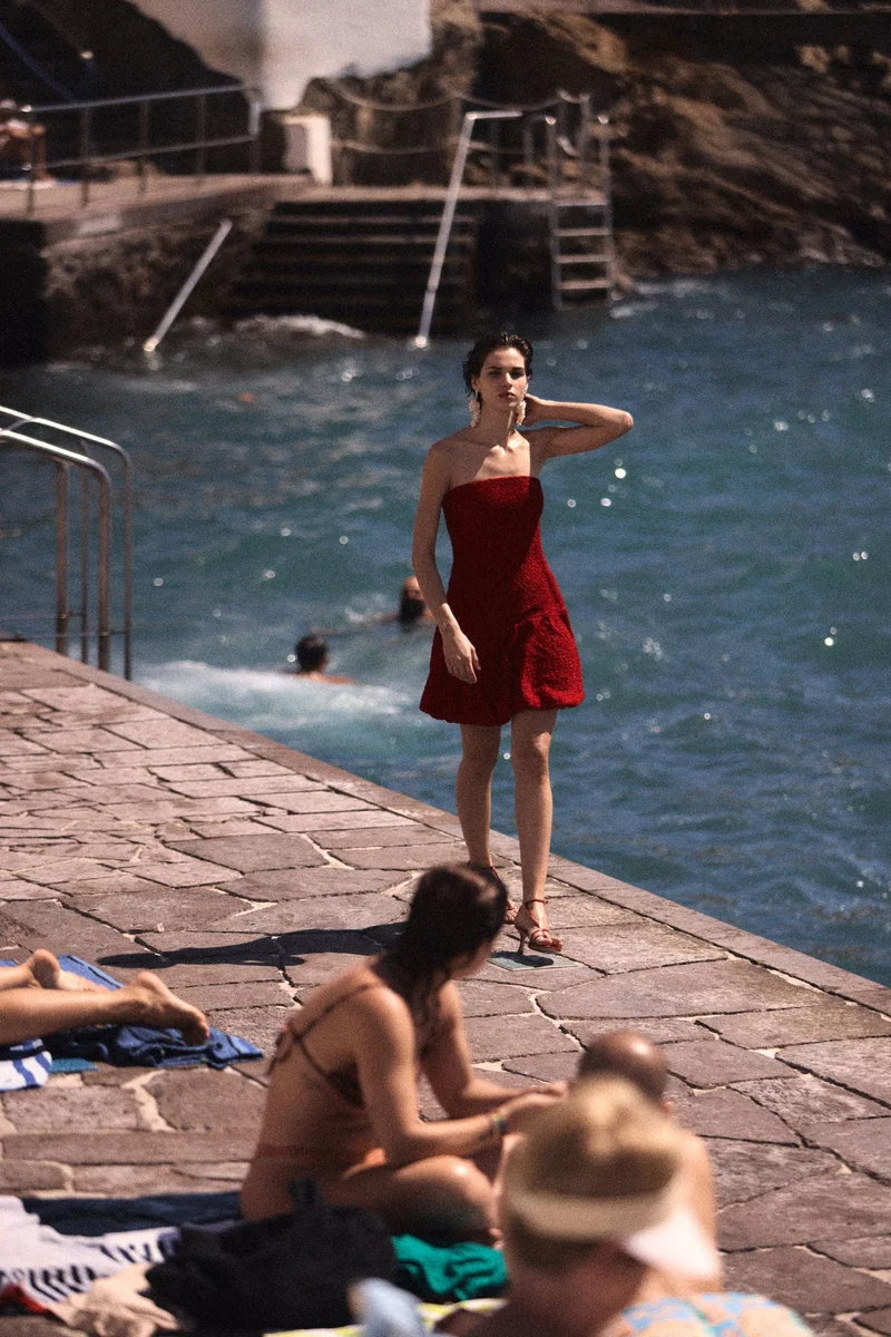 Bubble Hem Bandeau Dress