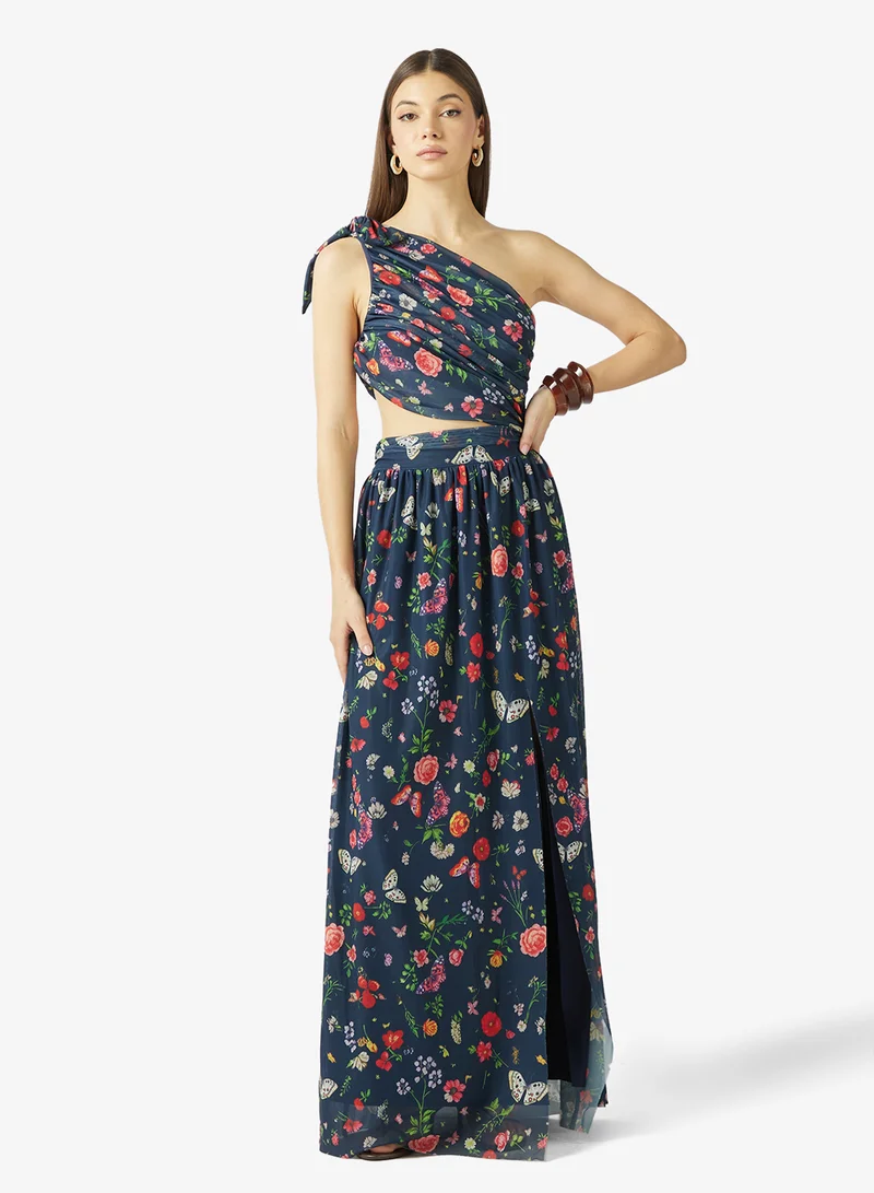 One Shoulder Floral Dress