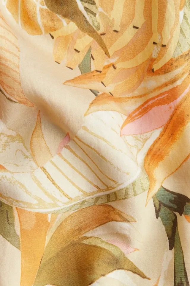 Beige Tropical Print Mini A-Line Strappy Dress – image 6