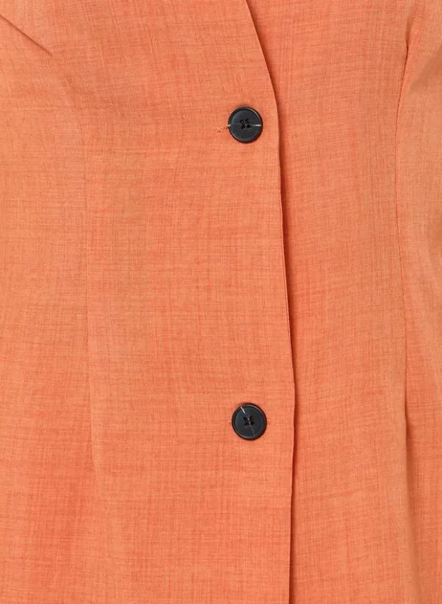 Women's Orange V-Neck Sleeveless Blazer and Shorts Set – image 5