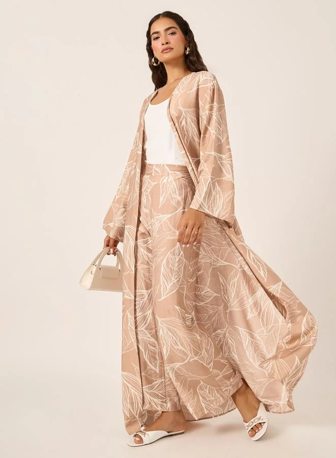 Floral Print Kimono Wide Leg Trousers Co-Ord