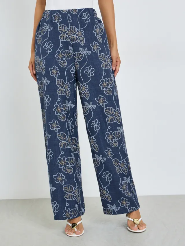 Floral Print Shirt & Trousers Co-ord, Navy Blue – image 4