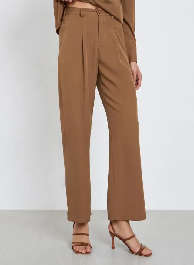Asymmetric Wrap Shirt & Pants Co-Ord Brown – image 5