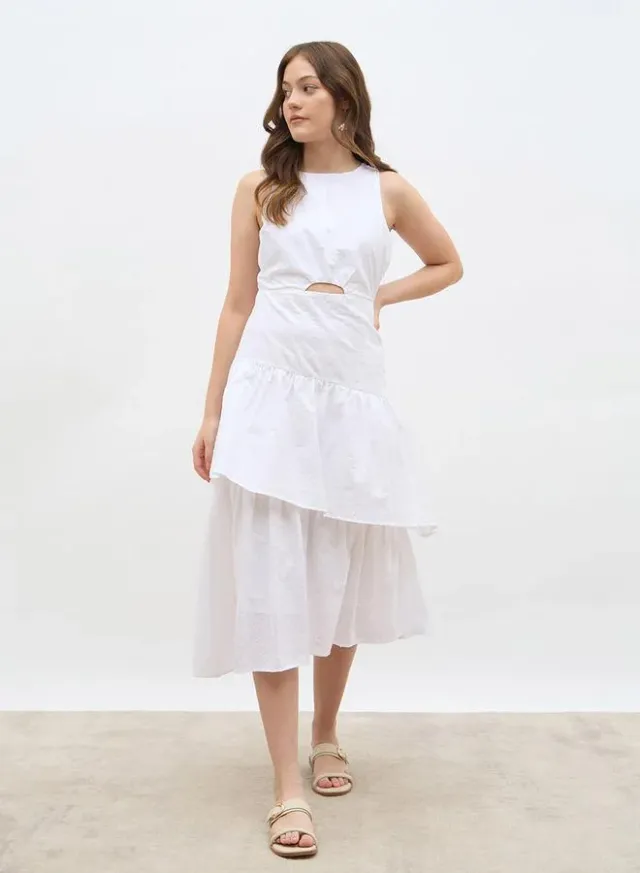Solid Sleeveless Layered Midi Dress – image 2