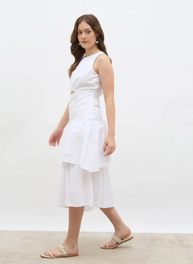 Solid Sleeveless Layered Midi Dress – image 3