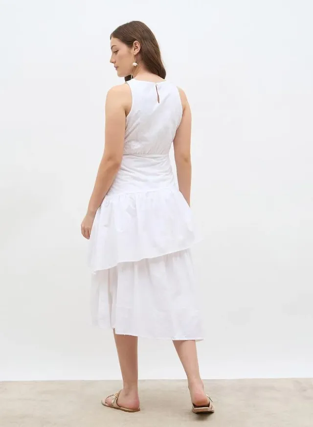 Solid Sleeveless Layered Midi Dress – image 5