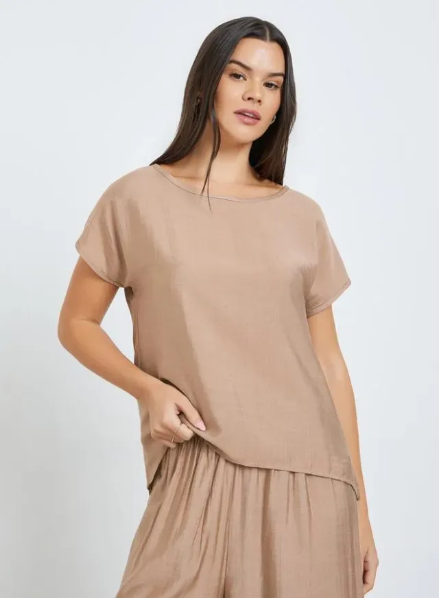 Top and Wide Leg Pants Co-ord Set Beige – image 2