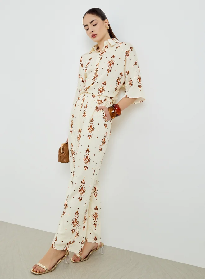 Printed Co-ord Set Off-White