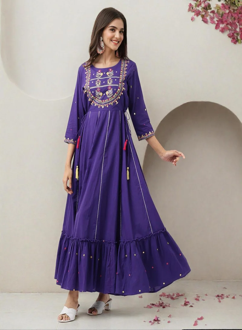 Women Cotton Dress Purple