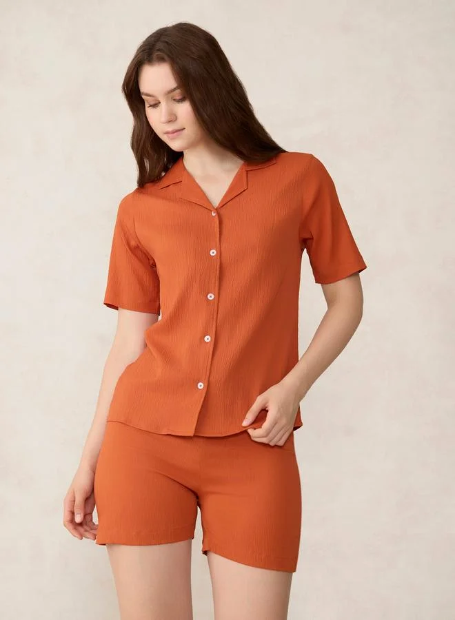 Woven Shirt & Shorts Set Orange