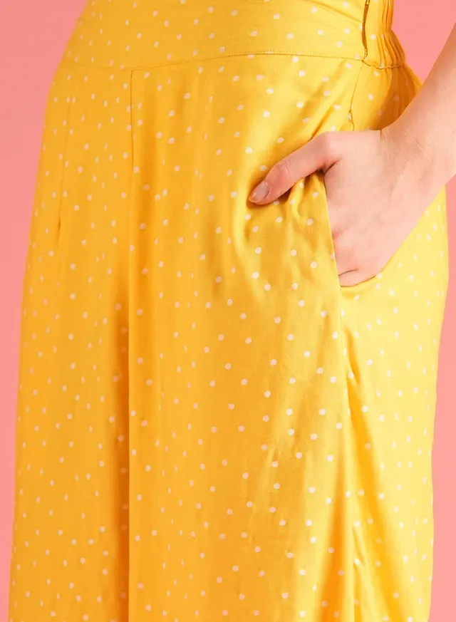 Yellow Polka Dot V-Neck Top and Palazzo Pants Co-Ord Set – image 5