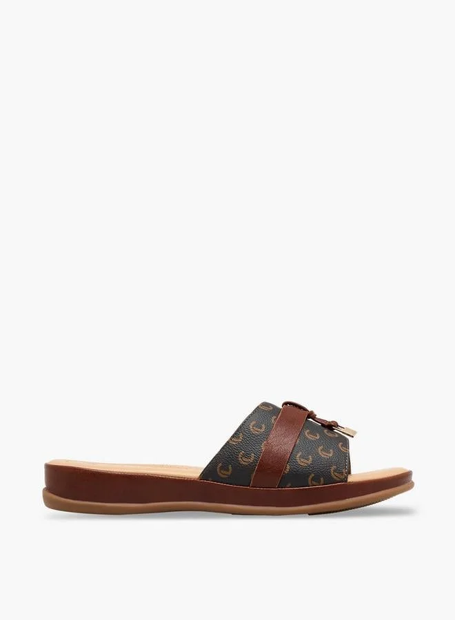 Women's Monogram Print Slip-On Sandals