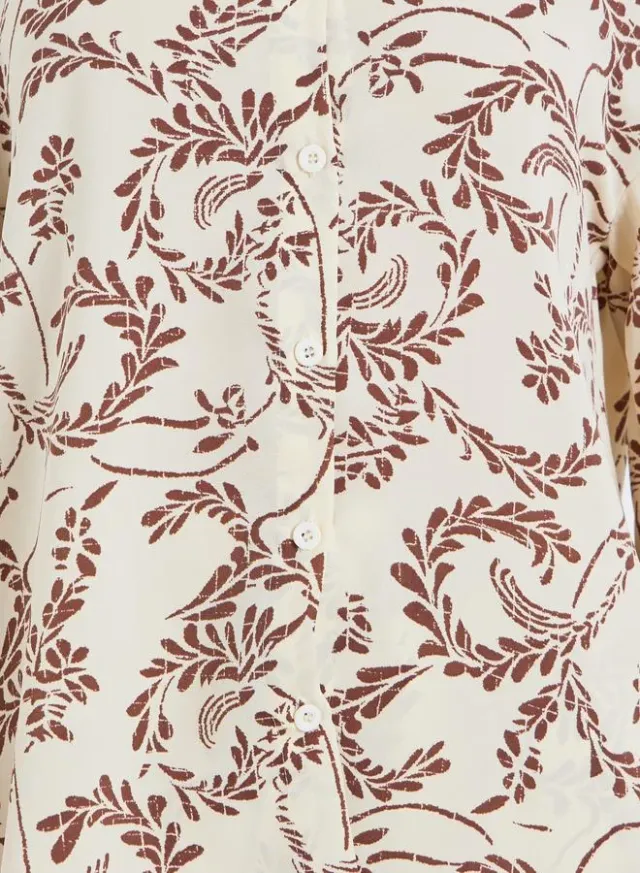 Leaf Print Oversized Shirt Flared Pants Set – image 4