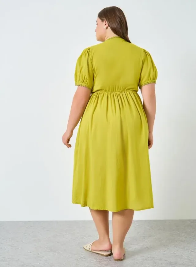 Plus Size Cotton Midi Puff Sleeve Dress – image 5