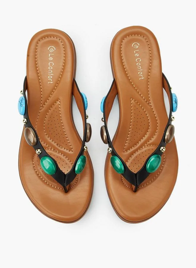 Stone Embellished Women Slip-On Sandals