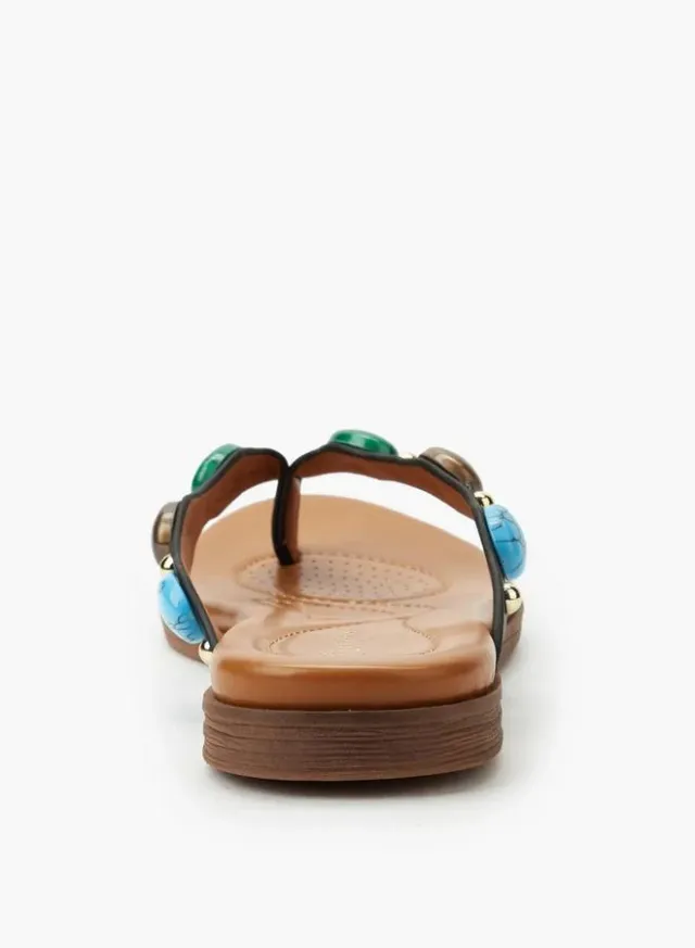Stone Embellished Women Slip-On Sandals – image 5