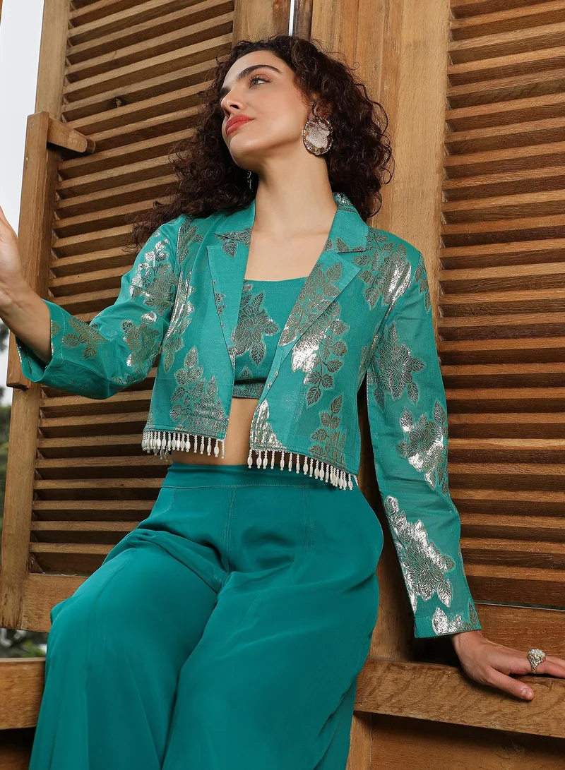 Plume Threads Co-Ord Set Teal Green