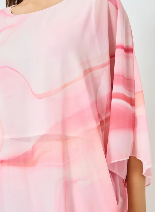 Marble Print Slit Dress Wide Leg Pants Co-ord Pink – image 4