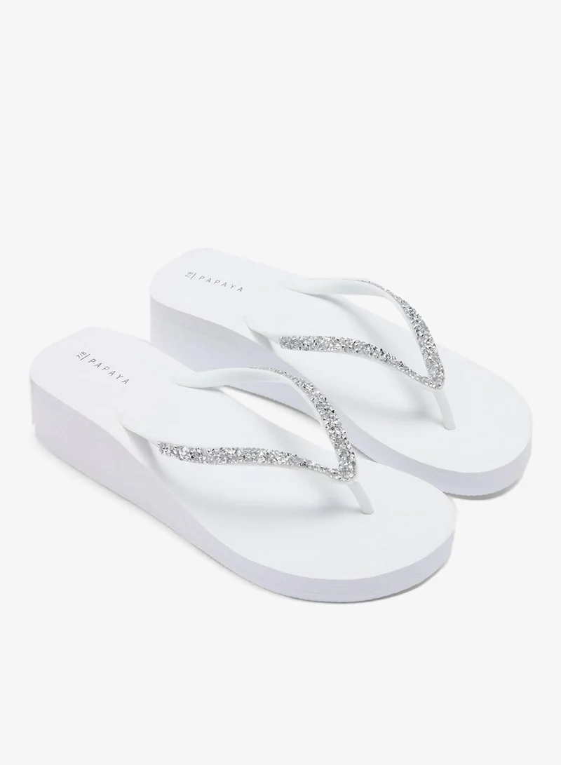 Wedge Flip Flops White