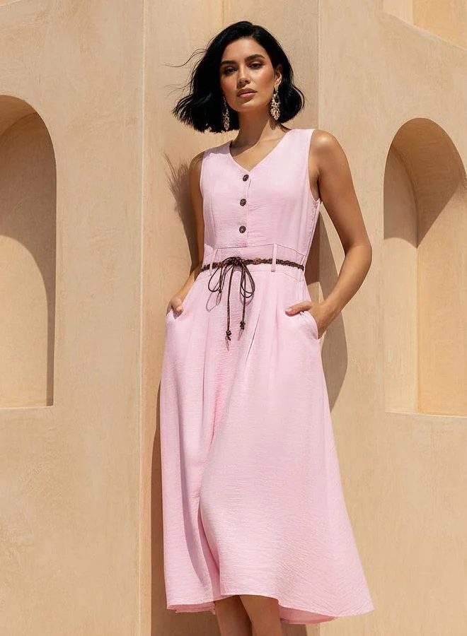 Belted Midi Shirt Dress