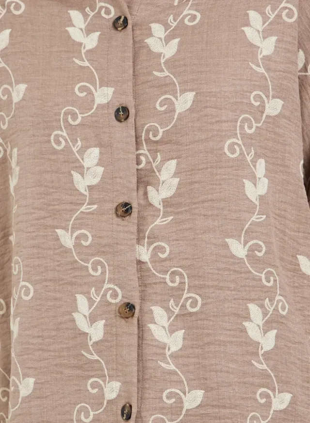 Floral Print Shirt & Trousers Co-ord, Beige – image 4