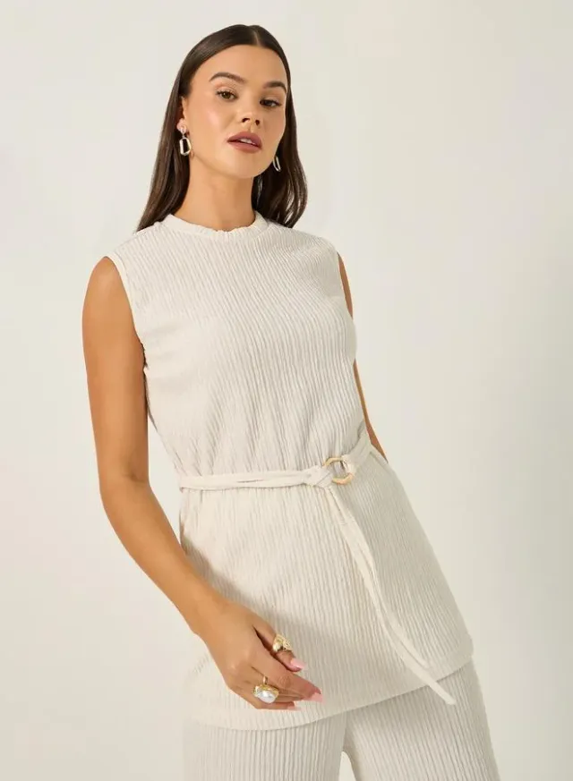 Styli Crinkle Knit Sleeveless Top & Pants Set – image 3