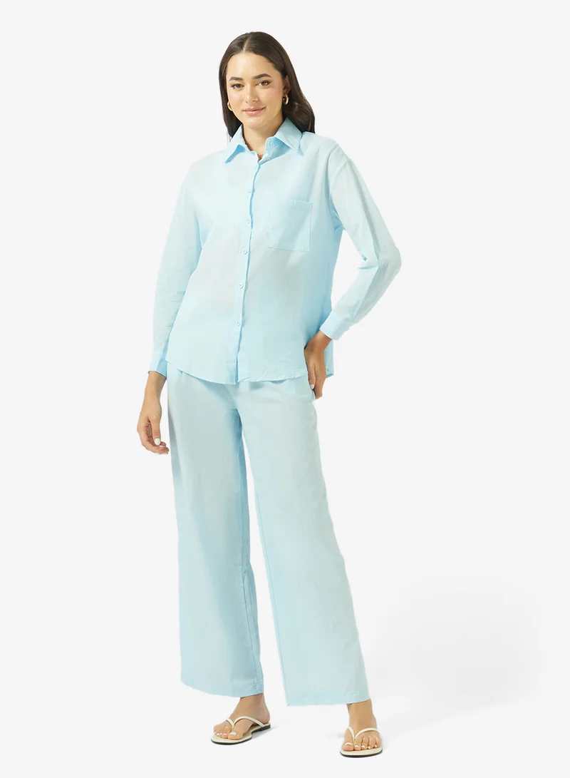 Oversized Button-Down Shirt & Pant Set