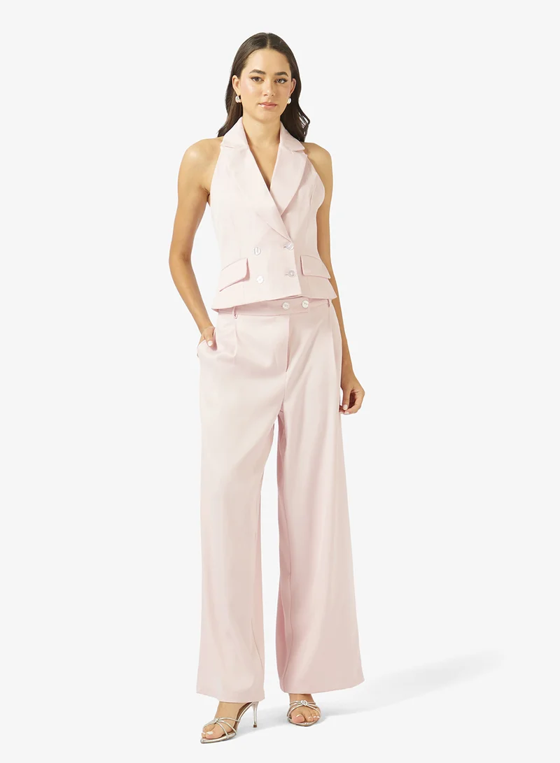 Halter Vest Wide Leg Pants Set