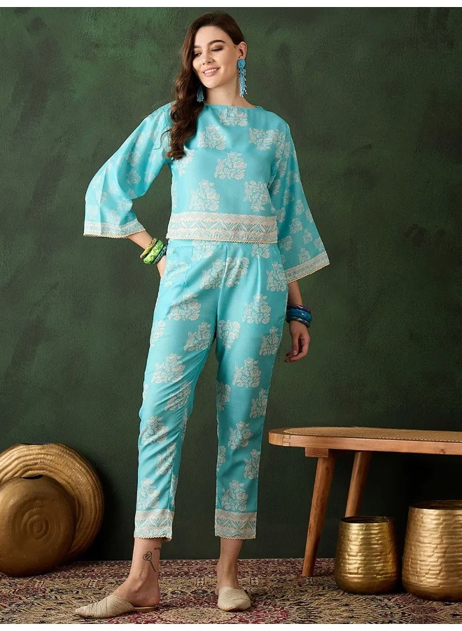 Digital Printed Co-Ord Set Aqua