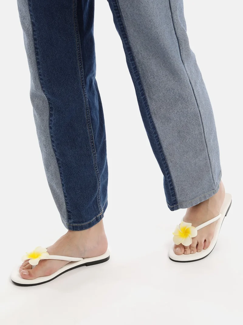 Women's Floral Embellished Summer Flats Gold
