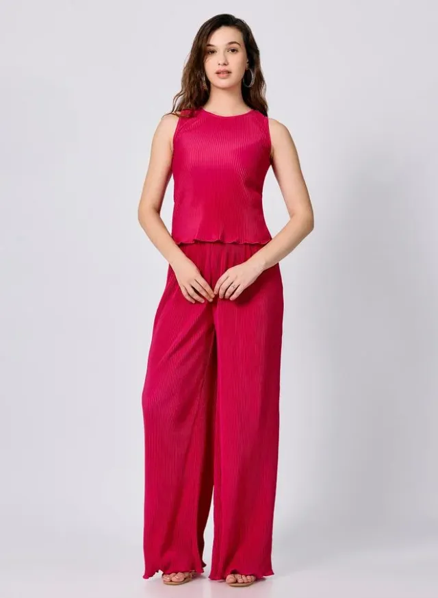Plisse Top and Pants Co-ord Pink – image 2