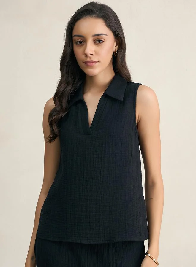 Women's Cotton Top and Pants Co-Ord Black