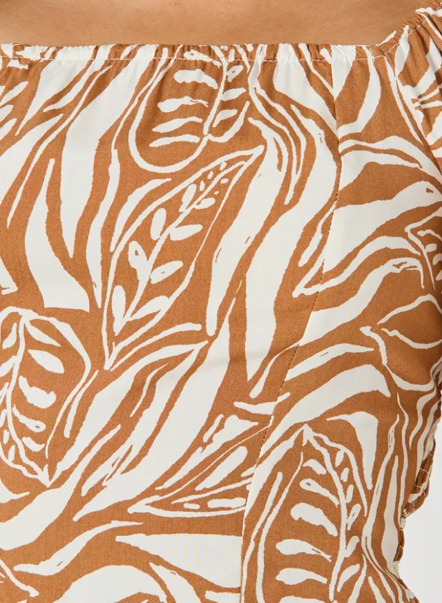 All-Over Print Square Neck Cropped Top & Column Skirt Set – image 3