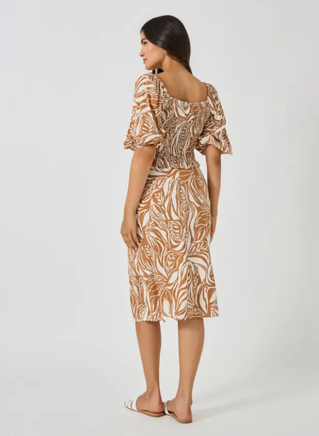 All-Over Print Square Neck Cropped Top & Column Skirt Set – image 4