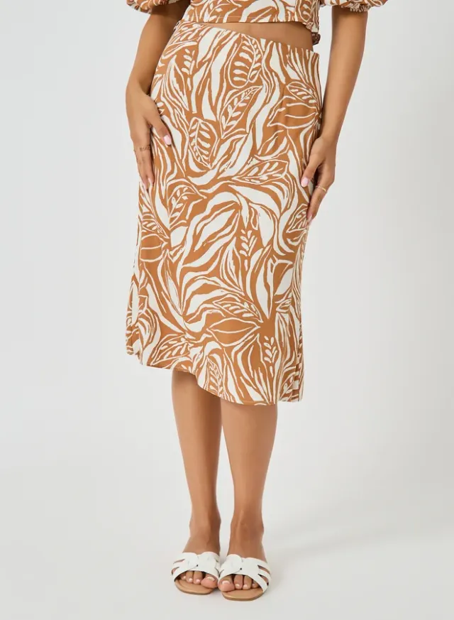 All-Over Print Square Neck Cropped Top & Column Skirt Set – image 5