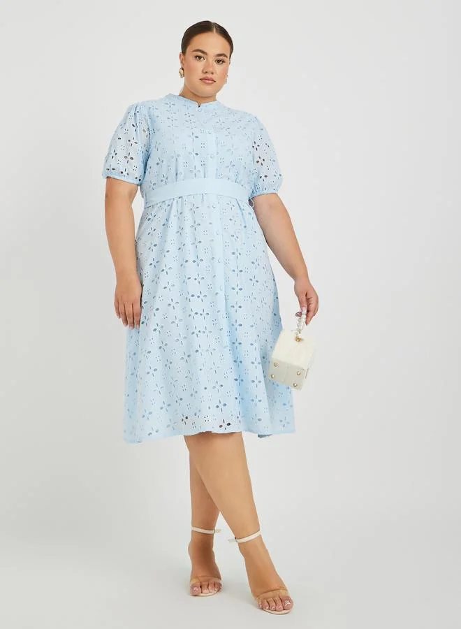Plus Size Broderie Anglaise Midi Shirtdress