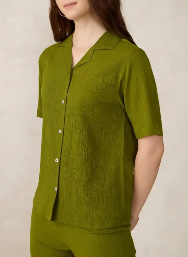 Green Polyester Blend Co-ord Set for Women - Shirt and Shorts – image 4