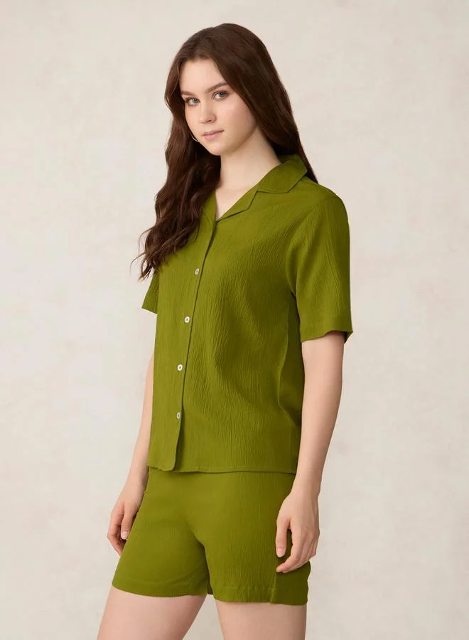 Woven Shirt & Shorts Co-ord Green
