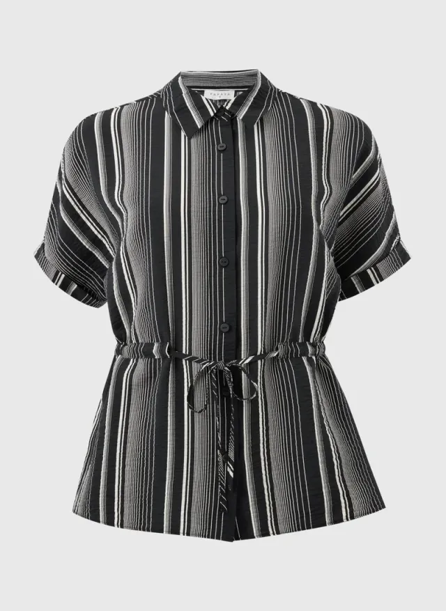 اشتري ماتلان Black/White Black Stripe Tie Waist Co Ord Shirt للنساء في الإمارات – صورة 4