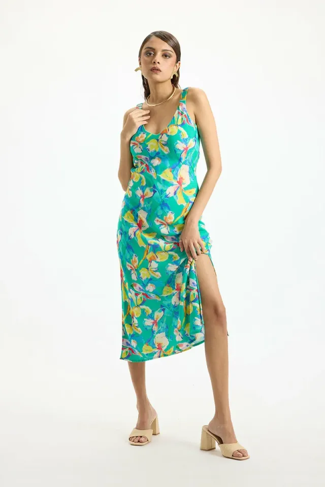 Viscose Floral Vacation Midi Dresses