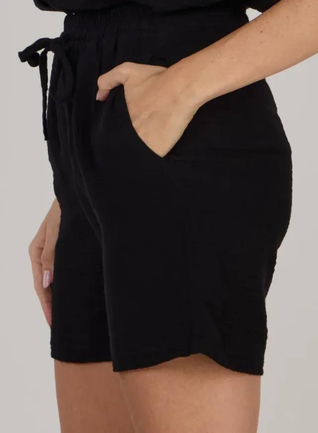 Women's Cotton High-Rise Elastic Waist Straight Leg Shorts – image 5