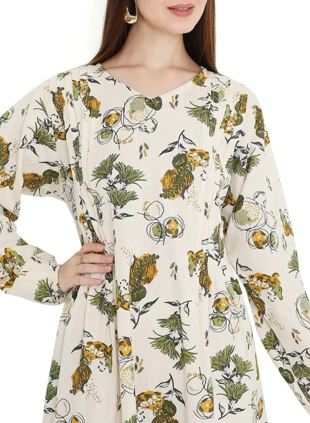 Multicolored Printed Arabic Farasha Jalabiya Dress for Women – image 3